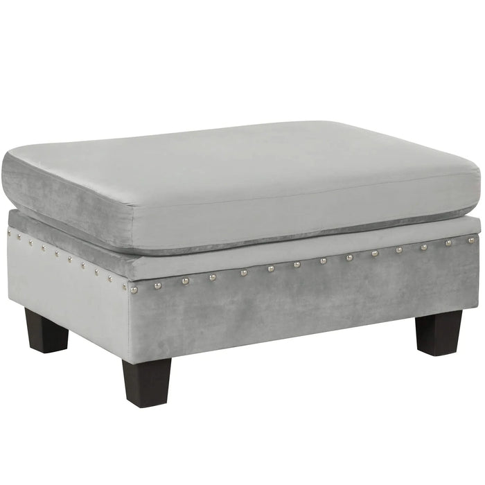 Modern Sectional Sofa with Storage Ottoman, L-Shape Couch with 2 Pillows and Cup Holders, Gray Velvet, 105 inch Default -DTYStore