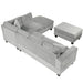 Modern Sectional Sofa with Storage Ottoman, L-Shape Couch with 2 Pillows and Cup Holders, Gray Velvet, 105 inch Default -DTYStore