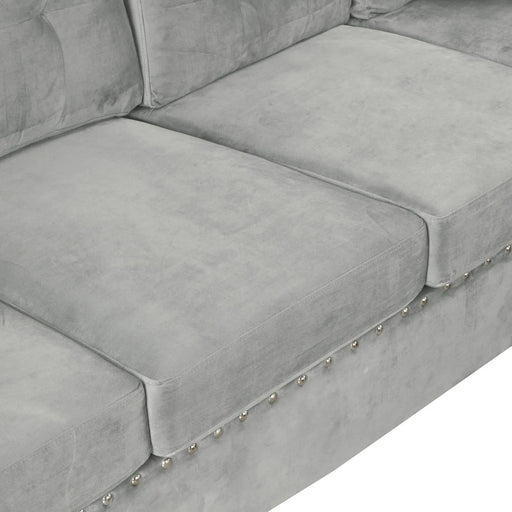 Modern Sectional Sofa with Storage Ottoman, L-Shape Couch with 2 Pillows and Cup Holders, Gray Velvet, 105 inch Default -DTYStore