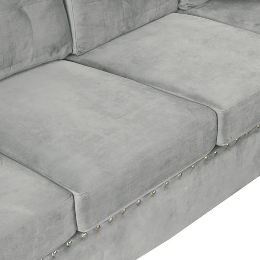 Modern Sectional Sofa with Storage Ottoman, L-Shape Couch with 2 Pillows and Cup Holders, Gray Velvet, 105 inch Default -DTYStore