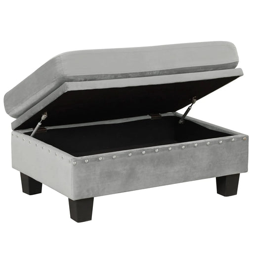 Modern Sectional Sofa with Storage Ottoman, L-Shape Couch with 2 Pillows and Cup Holders, Gray Velvet, 105 inch Default -DTYStore