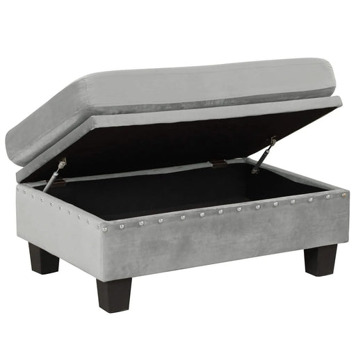 Modern Sectional Sofa with Storage Ottoman, L-Shape Couch with 2 Pillows and Cup Holders, Gray Velvet, 105 inch Default -DTYStore