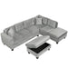 Modern Sectional Sofa with Storage Ottoman, L-Shape Couch with 2 Pillows and Cup Holders, Gray Velvet, 105 inch Default -DTYStore