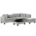 Modern Sectional Sofa with Storage Ottoman, L-Shape Couch with 2 Pillows and Cup Holders, Gray Velvet, 105 inch Default -DTYStore