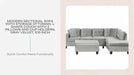 Modern Sectional Sofa with Storage Ottoman, L-Shape Couch with 2 Pillows and Cup Holders, Gray Velvet, 105 inch Default -DTYStore