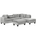 Modern Sectional Sofa with Storage Ottoman, L-Shape Couch with 2 Pillows and Cup Holders, Gray Velvet, 105 inch Default -DTYStore