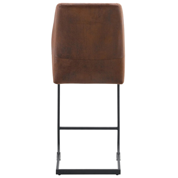 Modern Set of Two Brown Chairs with Suede Cushions and Black Metal Legs for Dining Room or Office Default -DTYStore