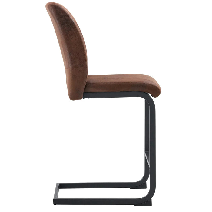 Modern Set of Two Brown Chairs with Suede Cushions and Black Metal Legs for Dining Room or Office Default -DTYStore