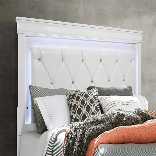 Modern Shaker White Full 5PC Bedroom Set with LED Lighting and Tufted Headboard Default -DTYStore