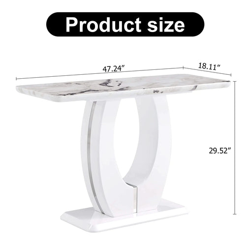 Modern Simple Glossy White Rectangular Counter Bar Table MDF 47.24 x 18.11 x 29.52 Inches Default -DTYStore