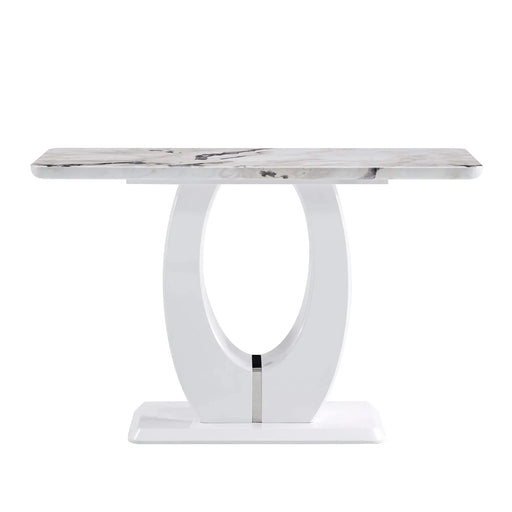 Modern Simple Glossy White Rectangular Counter Bar Table MDF 47.24 x 18.11 x 29.52 Inches Default -DTYStore