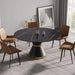 Modern Sintered Stone Round Dining Table with Black Carbon Steel Base for Six Default -DTYStore