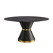 Modern Sintered Stone Round Dining Table with Black Carbon Steel Base for Six Default -DTYStore