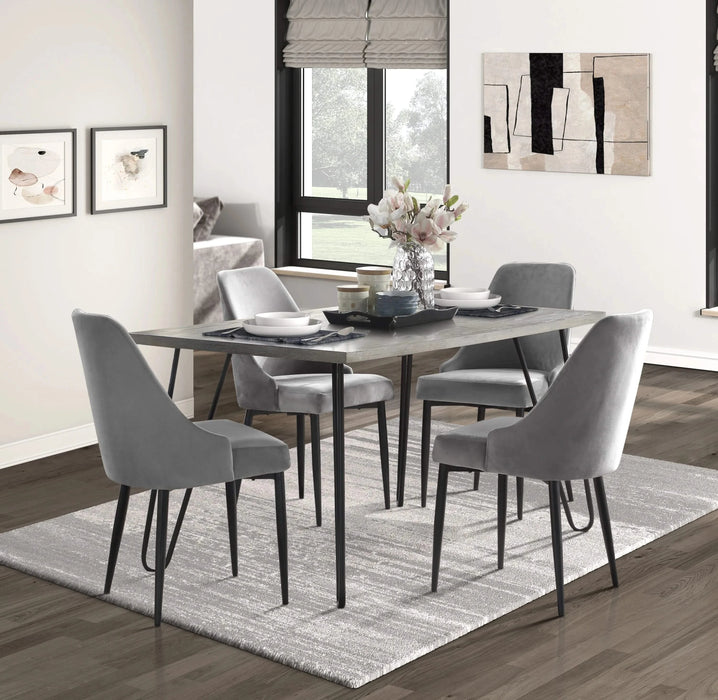 Modern Sleek Design Dining Table 1pc Light Gray Wooden Top Black Finish Metal Legs Dining Furniture Default -DTYStore
