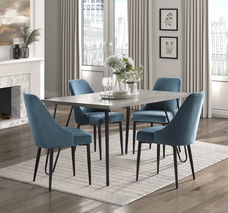 Modern Sleek Design Dining Table 1pc Light Gray Wooden Top Black Finish Metal Legs Dining Furniture Default -DTYStore