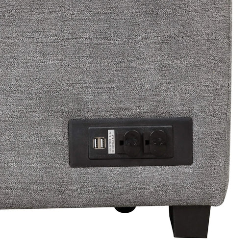 Modern Sleeper Sofa Bed with Storage Ottoman, Gray Linen, 84.75' L Shape Couch for Living Room or Apartment Default -DTYStore