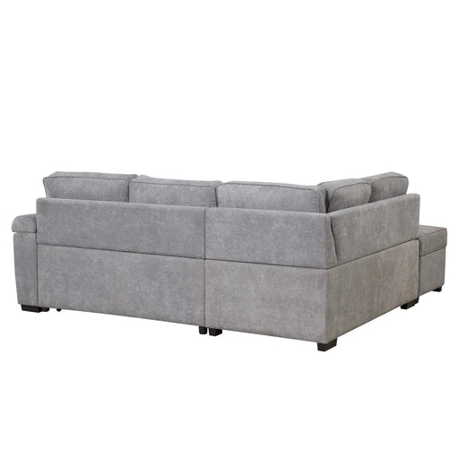 Modern Sleeper Sofa Bed with Storage Ottoman, Gray Linen, 84.75' L Shape Couch for Living Room or Apartment Default -DTYStore