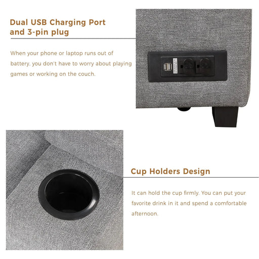 Modern Sleeper Sofa Bed with Storage Ottoman, Gray Linen, 84.75' L Shape Couch for Living Room or Apartment Default -DTYStore