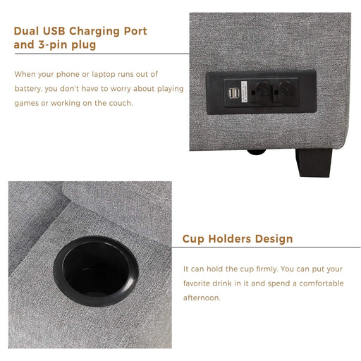 Modern Sleeper Sofa Bed with Storage Ottoman, Gray Linen, 84.75' L Shape Couch for Living Room or Apartment Default -DTYStore