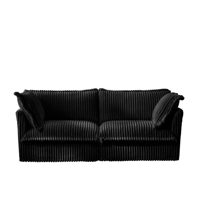 Modern Slipcovered 2-Seat Sofa Couches for Living Room, 2 Seater Sofa, Corduroy Deep Seat Sofa Black -DTYStore