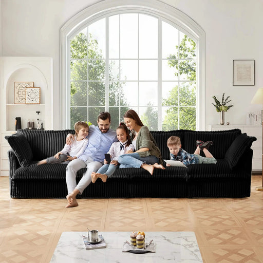 Modern Slipcovered 2-Seat Sofa Couches for Living Room, 2 Seater Sofa, Corduroy Deep Seat Sofa Black -DTYStore