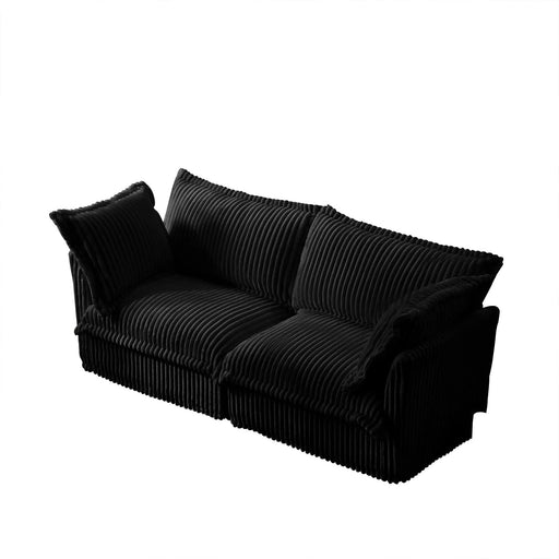 Modern Slipcovered 2-Seat Sofa Couches for Living Room, 2 Seater Sofa, Corduroy Deep Seat Sofa Black -DTYStore