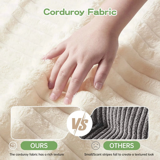 Modern Slipcovered 2-Seat Sofa Couches for Living Room, 2 Seater Sofa, Corduroy Deep Seat Sofa Cream -DTYStore