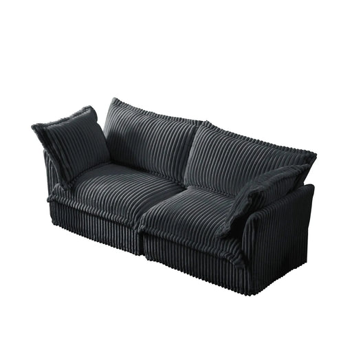 Modern Slipcovered 2-Seat Sofa Couches for Living Room, 2 Seater Sofa, Corduroy Deep Seat Sofa Gray -DTYStore