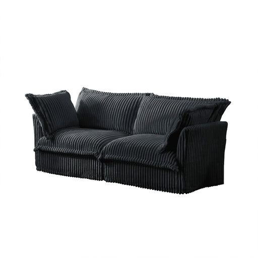 Modern Slipcovered 2-Seat Sofa Couches for Living Room, 2 Seater Sofa, Corduroy Deep Seat Sofa Gray -DTYStore