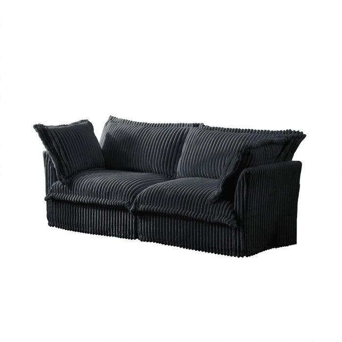 Modern Slipcovered 2-Seat Sofa Couches for Living Room, 2 Seater Sofa, Corduroy Deep Seat Sofa Gray -DTYStore