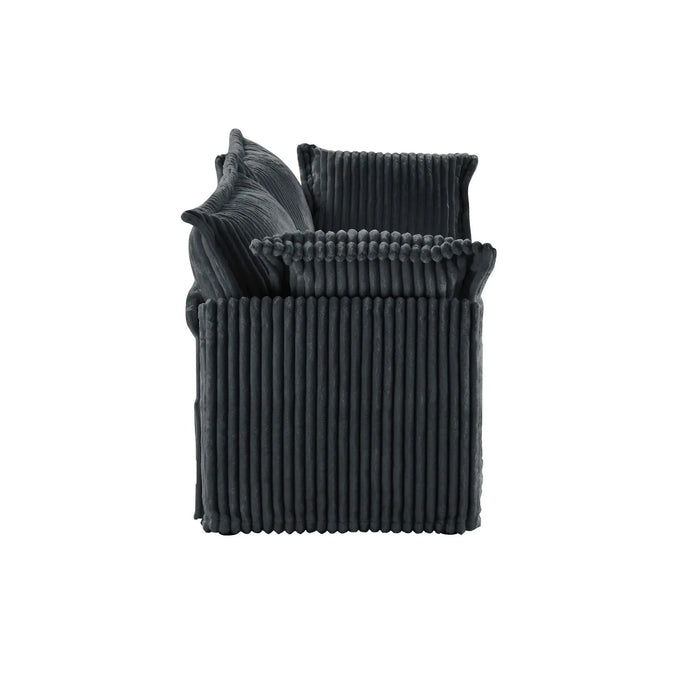 Modern Slipcovered 2-Seat Sofa Couches for Living Room, 2 Seater Sofa, Corduroy Deep Seat Sofa Gray -DTYStore