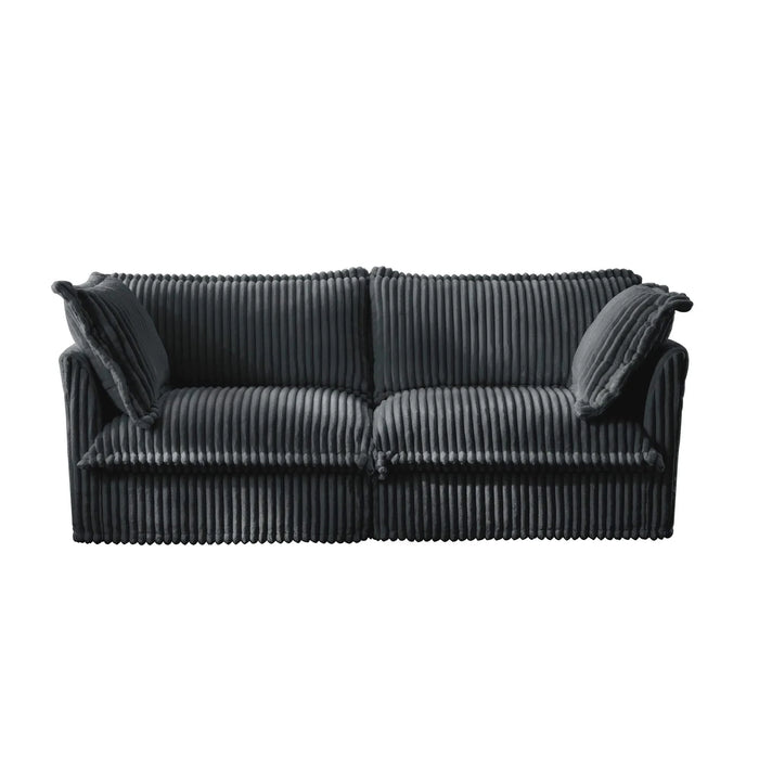 Modern Slipcovered 2-Seat Sofa Couches for Living Room, 2 Seater Sofa, Corduroy Deep Seat Sofa Gray -DTYStore