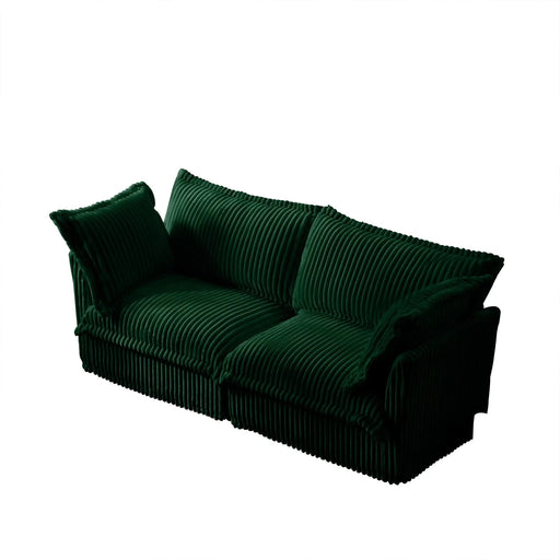 Modern Slipcovered 2-Seat Sofa Couches for Living Room, 2 Seater Sofa, Corduroy Deep Seat Sofa Green -DTYStore