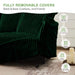 Modern Slipcovered 2-Seat Sofa Couches for Living Room, 2 Seater Sofa, Corduroy Deep Seat Sofa Green -DTYStore