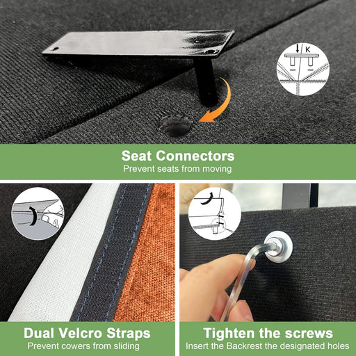 Modern Slipcovered Sofa Couch for Living Room, Chenille Deep Seat with Detachable Cover Orange -DTYStore