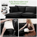 Modern Slipcovered Sofa Couch for Living Room, Chenille Deep Seat with Detachable Cover Black -DTYStore
