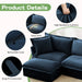 Modern Slipcovered Sofa Couch for Living Room, Chenille Deep Seat with Detachable Cover Blue -DTYStore