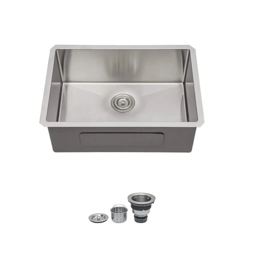 Modern Stainless Steel Undermount Kitchen Sink 26 Inch - Brushed Nickel 16 Gauge with Drain Assembly Default -DTYStore