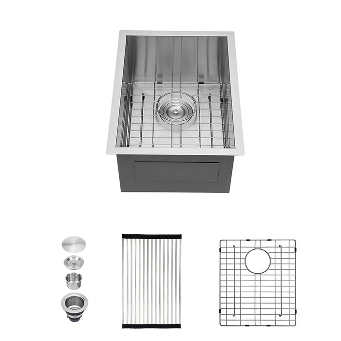 Modern Style 15 Inch Undermount Sink with 16 Gauge Stainless Steel, Brushed Nickel Finish, 9 Inch Deep Single Bowl- DTY Store