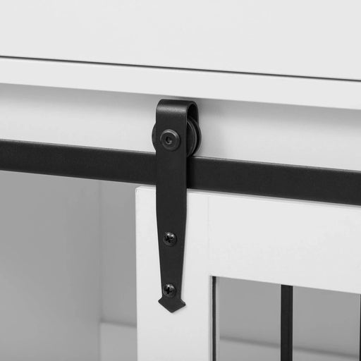 Modern Style 2-in-1 Pet Friendly Dog Crate Kitchen Island End Table Natural White MDF Metal Pine Default -DTYStore