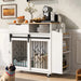 Modern Style 2-in-1 Pet Friendly Dog Crate Kitchen Island End Table Natural White MDF Metal Pine Default -DTYStore