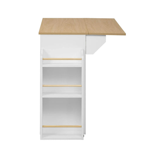 Modern Style 2-in-1 Pet Friendly Dog Crate Kitchen Island End Table Natural White MDF Metal Pine Default -DTYStore