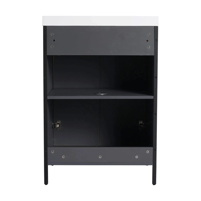 Modern Style 24' Freestanding Bathroom Vanity with Adjustable Shelves in Light Coffee Plywood - Excluding Sink Default -DTYStore