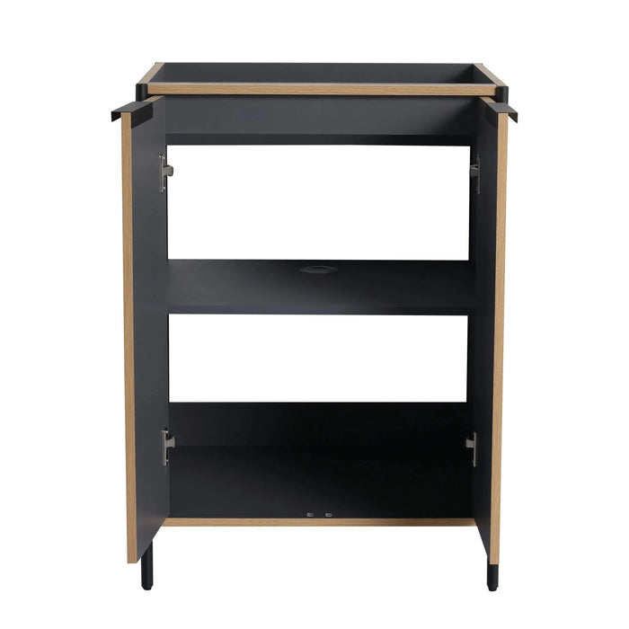 Modern Style 24' Freestanding Bathroom Vanity with Adjustable Shelves in Light Coffee Plywood - Excluding Sink Default -DTYStore