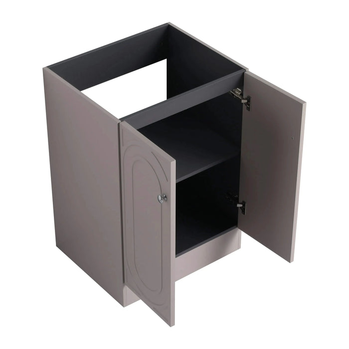 Modern Style 24' Freestanding Bathroom Vanity with White Resin Sink & Soft-Close Cabinet Doors, Khaki Plywood Default -DTYStore