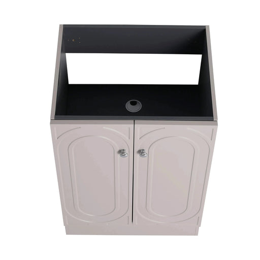 Modern Style 24' Freestanding Bathroom Vanity with White Resin Sink & Soft-Close Cabinet Doors, Khaki Plywood Default -DTYStore