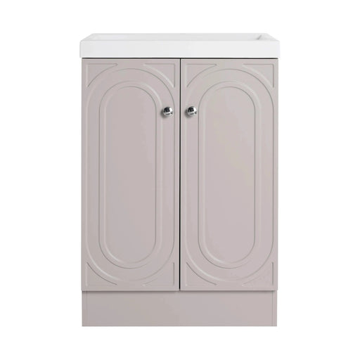 Modern Style 24' Freestanding Bathroom Vanity with White Resin Sink & Soft-Close Cabinet Doors, Khaki Plywood Default -DTYStore