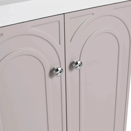 Modern Style 24' Freestanding Bathroom Vanity with White Resin Sink & Soft-Close Cabinet Doors, Khaki Plywood Default -DTYStore