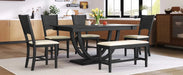 Modern Style 6-Piece Wood Dining Table Set with Half Round Legs, Gray, Rubber Wood, Spacious Design Default -DTYStore