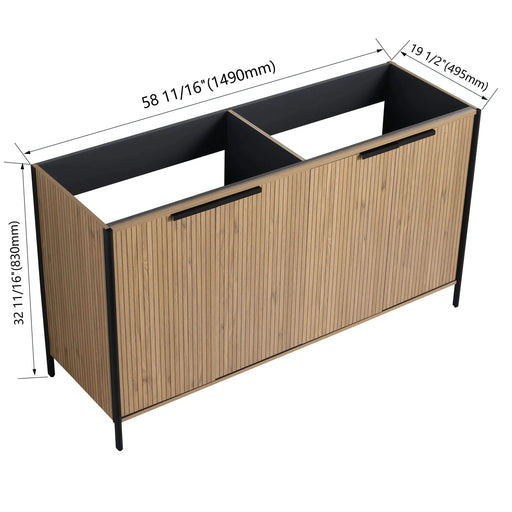 Modern Style 60' Freestanding Bathroom Vanity with Adjustable Shelves in Light Coffee Plywood Default -DTYStore